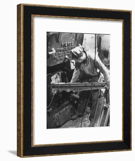 Men Converting Furnaces from Coal to Oil During the Fuel Shortage-null-Framed Photographic Print