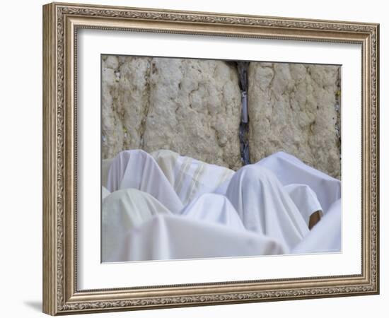 Men Covered with White Prayer Shawls Receiving the Blessing of the Cohens, Western Wall, Israel-Eitan Simanor-Framed Photographic Print