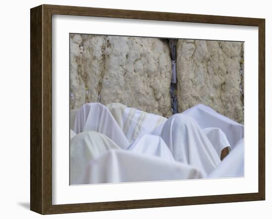 Men Covered with White Prayer Shawls Receiving the Blessing of the Cohens, Western Wall, Israel-Eitan Simanor-Framed Photographic Print