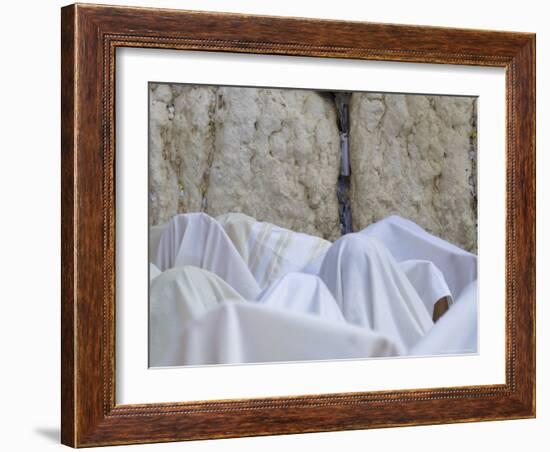 Men Covered with White Prayer Shawls Receiving the Blessing of the Cohens, Western Wall, Israel-Eitan Simanor-Framed Photographic Print