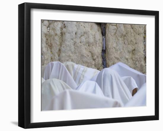 Men Covered with White Prayer Shawls Receiving the Blessing of the Cohens, Western Wall, Israel-Eitan Simanor-Framed Photographic Print