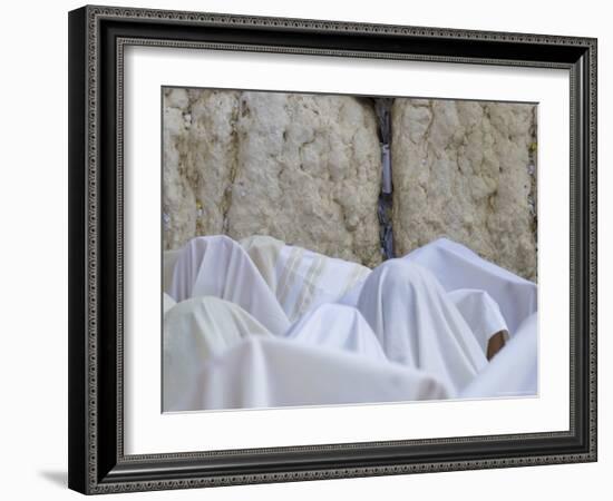 Men Covered with White Prayer Shawls Receiving the Blessing of the Cohens, Western Wall, Israel-Eitan Simanor-Framed Photographic Print