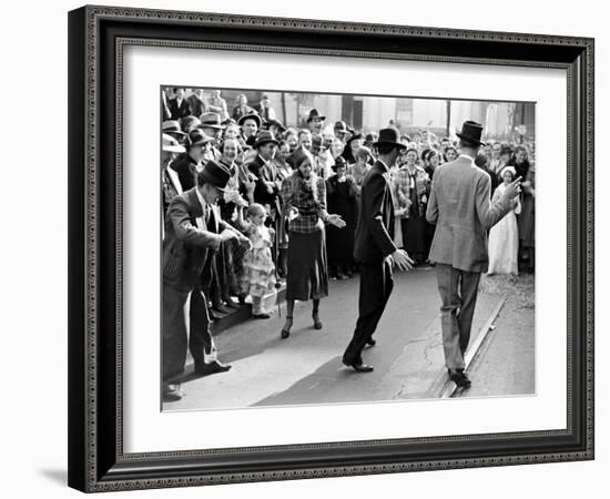 Men dancing in the street as revelers celebrate New Orleans Mardi Gras. February 1938-William Vandivert-Framed Premium Photographic Print