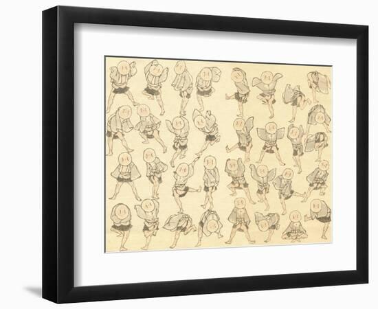 Men Dancing-Katsushika Hokusai-Framed Giclee Print