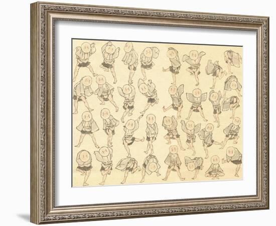 Men Dancing-Katsushika Hokusai-Framed Giclee Print