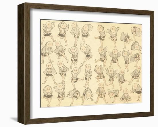 Men Dancing-Katsushika Hokusai-Framed Giclee Print