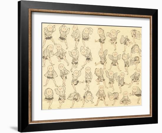 Men Dancing-Katsushika Hokusai-Framed Giclee Print