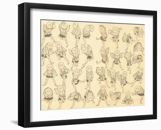 Men Dancing-Katsushika Hokusai-Framed Giclee Print