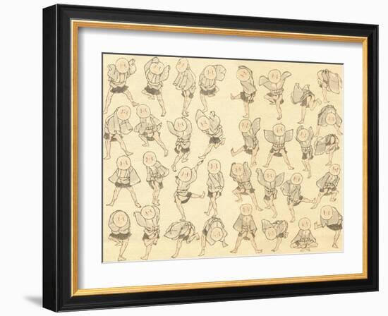 Men Dancing-Katsushika Hokusai-Framed Giclee Print