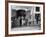 Men Eating Long Spaghetti at a Street Food Shop in Naples, Italy, Ca. 1900-null-Framed Photo