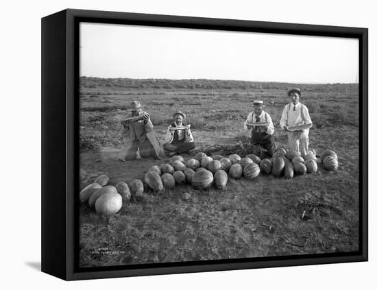 Men Eating Watermelon in Field Near Moses Lake, WA, 1911-Ashael Curtis-Framed Premier Image Canvas