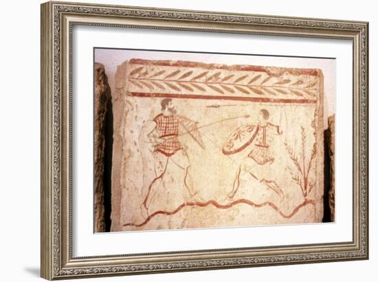 Men fighting with shields, Paestum, c4th century BC-Unknown-Framed Giclee Print