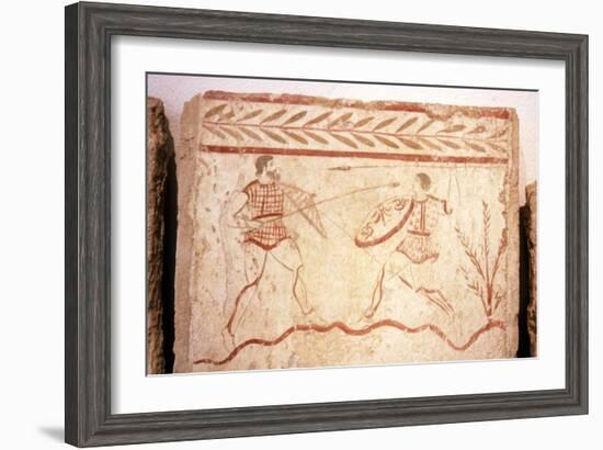 Men fighting with shields, Paestum, c4th century BC-Unknown-Framed Giclee Print