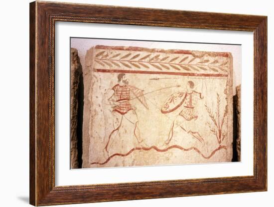 Men fighting with shields, Paestum, c4th century BC-Unknown-Framed Giclee Print