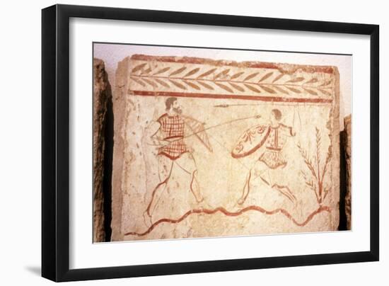Men fighting with shields, Paestum, c4th century BC-Unknown-Framed Giclee Print