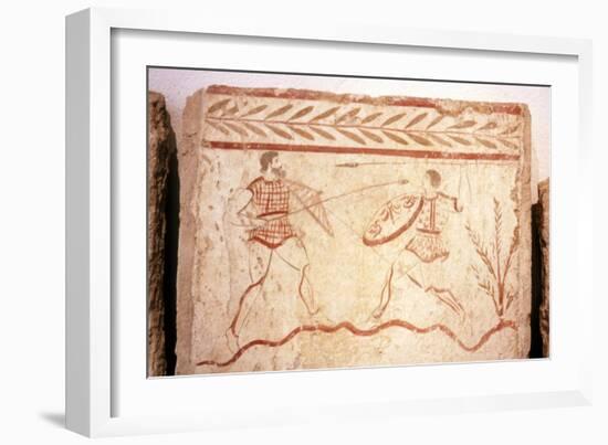 Men fighting with shields, Paestum, c4th century BC-Unknown-Framed Giclee Print