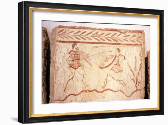 Men fighting with shields, Paestum, c4th century BC-Unknown-Framed Giclee Print