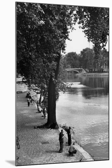 Men Fishing along the Seine-Jules Dortes-Mounted Giclee Print