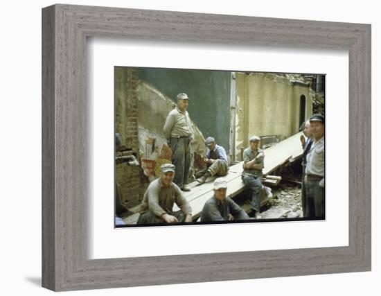 Men from Demolition Crew on Their Break in Story "The Wreckers"-Walker Evans-Framed Photographic Print