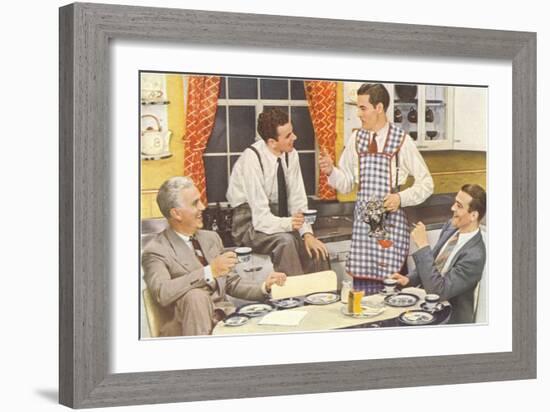 Men Hanging Around Kitchen-null-Framed Art Print