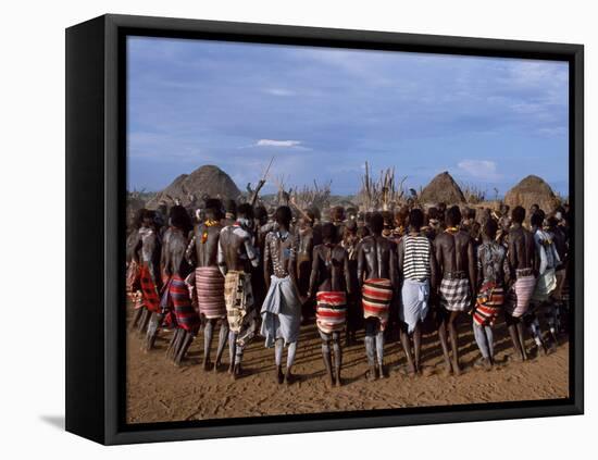 Men Hold Hands Forming a Circle Within Which the Women Dance in the Karo Village of Duss,Ethiopia-John Warburton-lee-Framed Premier Image Canvas