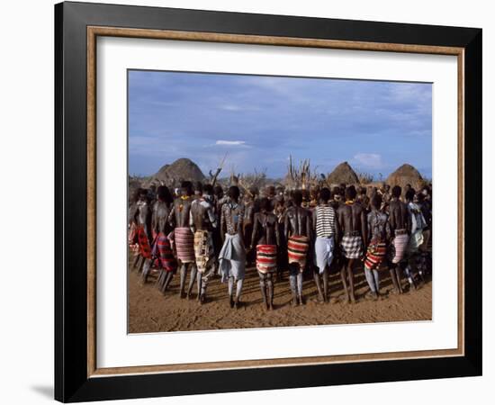 Men Hold Hands Forming a Circle Within Which the Women Dance in the Karo Village of Duss,Ethiopia-John Warburton-lee-Framed Photographic Print