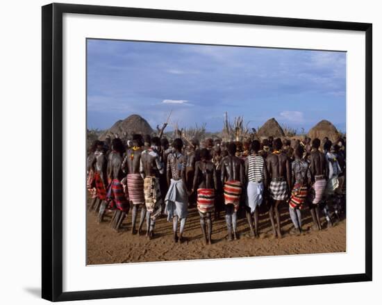 Men Hold Hands Forming a Circle Within Which the Women Dance in the Karo Village of Duss,Ethiopia-John Warburton-lee-Framed Photographic Print