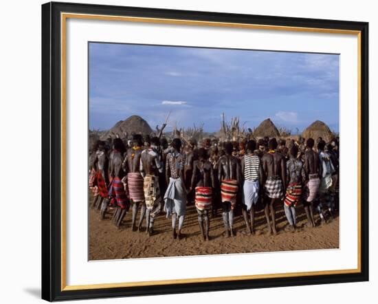 Men Hold Hands Forming a Circle Within Which the Women Dance in the Karo Village of Duss,Ethiopia-John Warburton-lee-Framed Photographic Print