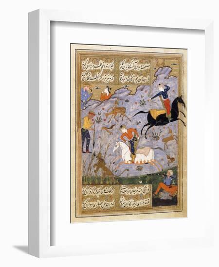 Men Hunting Deer and a Lion, C.1575-null-Framed Giclee Print