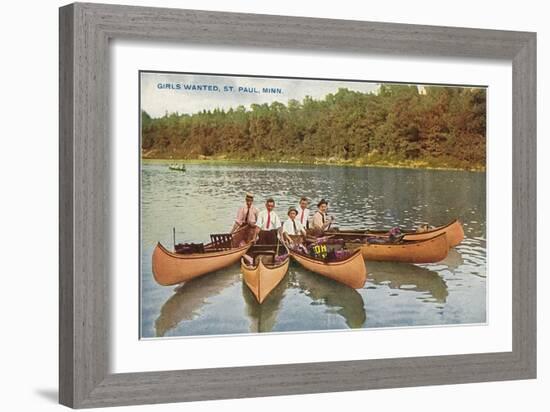 Men in Canoes, St. Paul, Minnesota-null-Framed Art Print