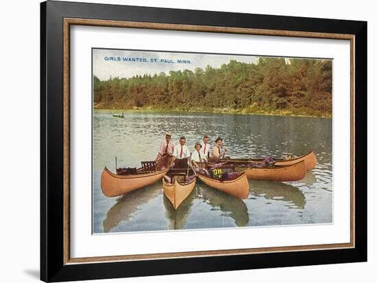 Men in Canoes, St. Paul, Minnesota-null-Framed Art Print