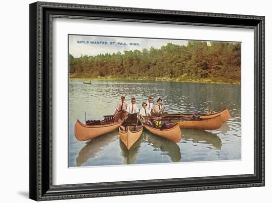 Men in Canoes, St. Paul, Minnesota-null-Framed Art Print