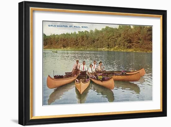 Men in Canoes, St. Paul, Minnesota-null-Framed Art Print