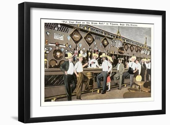 Men in Sombreros at Bar, Tijuana, Mexico-null-Framed Art Print