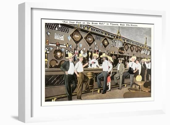 Men in Sombreros at Bar, Tijuana, Mexico-null-Framed Art Print