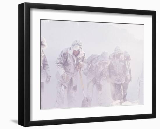 Men in the Bitter Cold at a Station in Antarctica-Michael Rougier-Framed Photographic Print