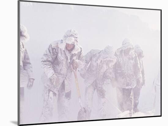 Men in the Bitter Cold at a Station in Antarctica-Michael Rougier-Mounted Photographic Print