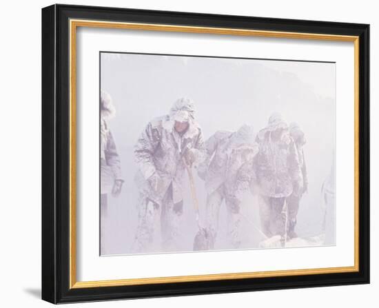 Men in the Bitter Cold at a Station in Antarctica-Michael Rougier-Framed Photographic Print