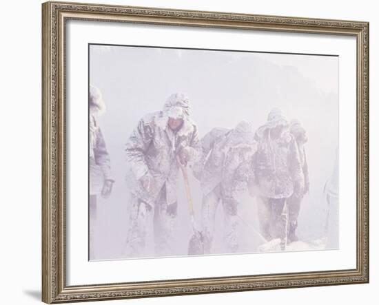 Men in the Bitter Cold at a Station in Antarctica-Michael Rougier-Framed Photographic Print