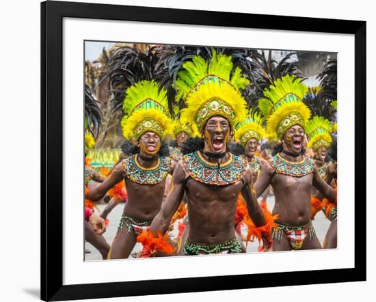 Men in traditional dress at Dinagyang Festival, Iloilo City, Western Visayas, Philippines-Jason Langley-Framed Photographic Print