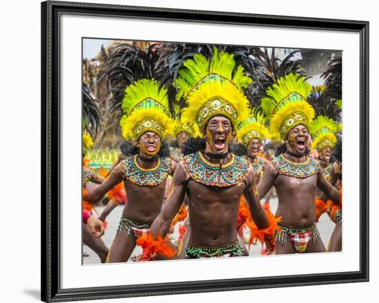 Men in traditional dress at Dinagyang Festival, Iloilo City, Western Visayas, Philippines-Jason Langley-Framed Photographic Print