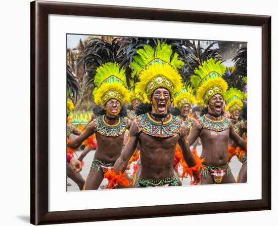 Men in traditional dress at Dinagyang Festival, Iloilo City, Western Visayas, Philippines-Jason Langley-Framed Photographic Print