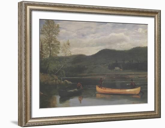 Men in Two Canoes-Albert Bierstadt-Framed Art Print