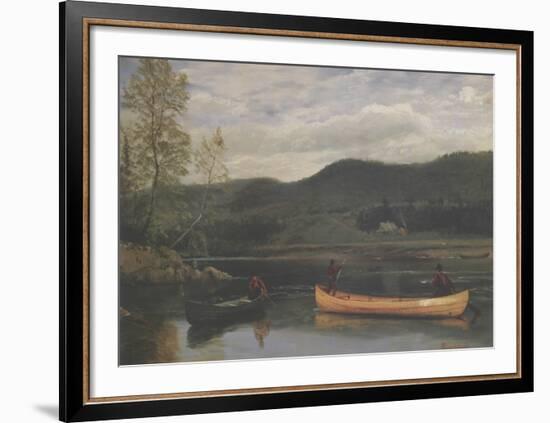 Men in Two Canoes-Albert Bierstadt-Framed Art Print