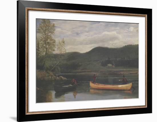 Men in Two Canoes-Albert Bierstadt-Framed Art Print