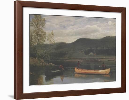 Men in Two Canoes-Albert Bierstadt-Framed Art Print