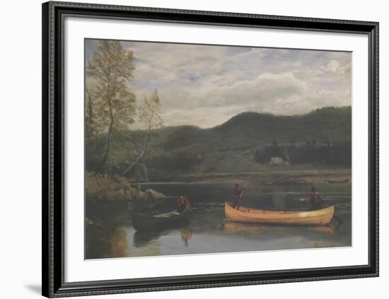 Men in Two Canoes-Albert Bierstadt-Framed Art Print