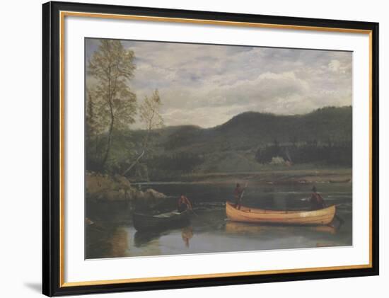 Men in Two Canoes-Albert Bierstadt-Framed Art Print