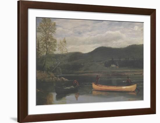 Men in Two Canoes-Albert Bierstadt-Framed Art Print