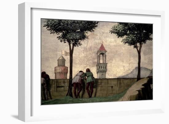 Men Looking over a Wall, from the Visitation (Detail)-Domenico Ghirlandaio-Framed Giclee Print